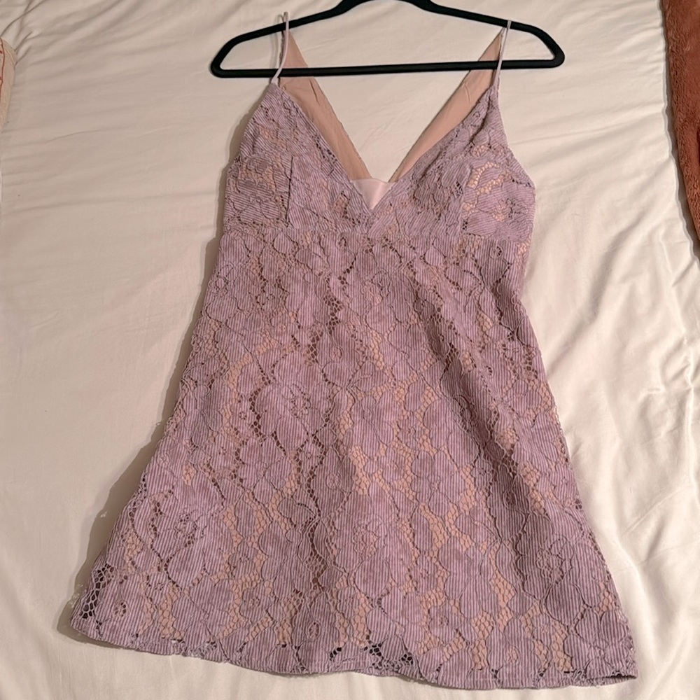 Free People floral lace in Lilac- Mini Dress - Size 6